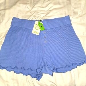 PJ Salvage Reloved Ribbed Lounge Sleep Street Shorts Blue Medium